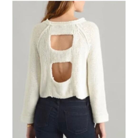 Free People XS cream cutout chunky knit Crop Sweater